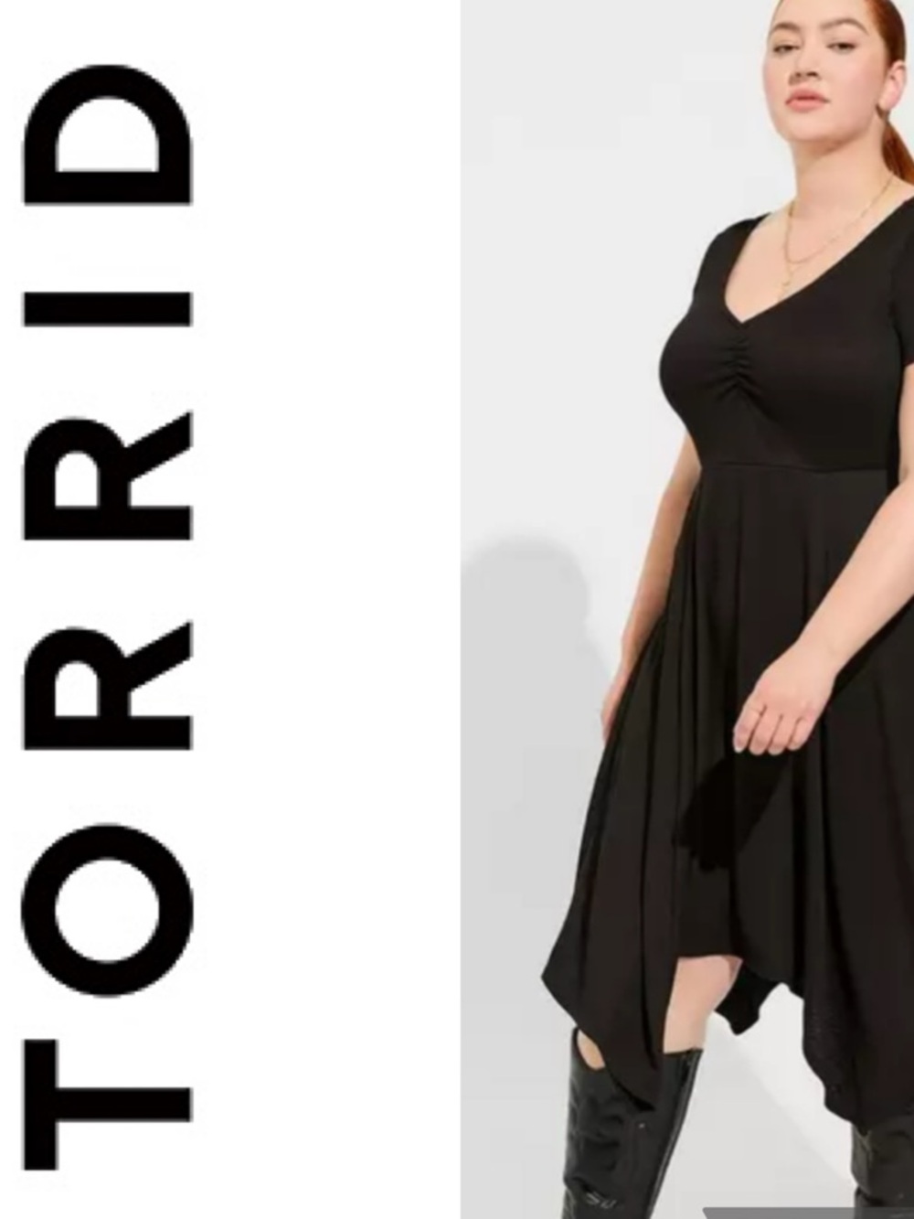 TORRID Women’s Midi Rib Knit Skater Dress Short Sleeve Black Size 0/L